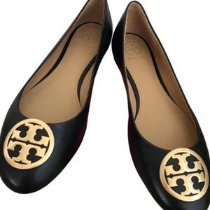 Tory Burch Benton Ballet Flat Black Nappa Leather EUC size 9
